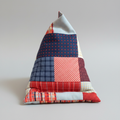 Phone Stand – Red White & Blue Patchwork, standing upright