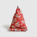 Phone Stand – Red Floral Scroll, standing upright