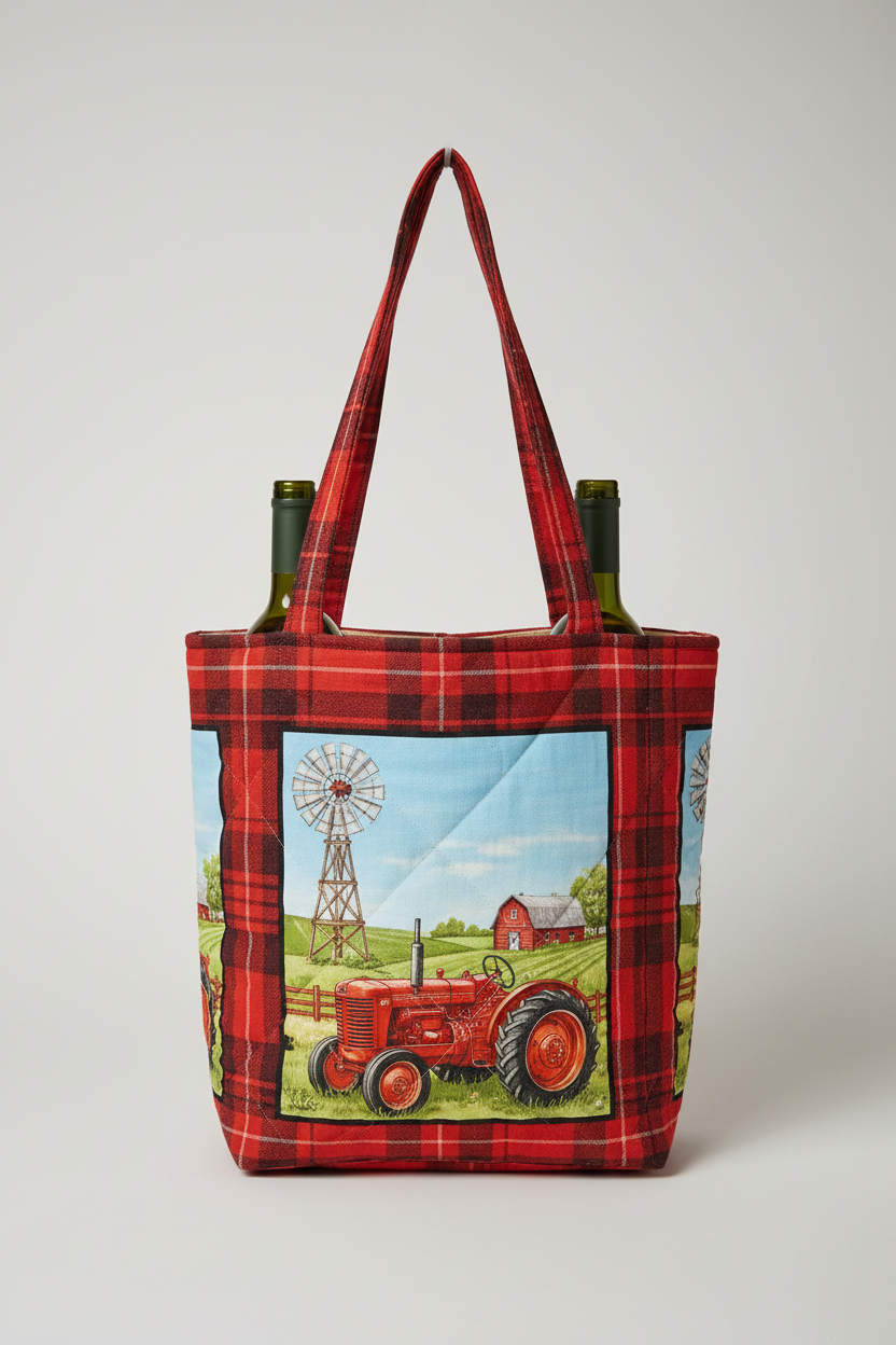 Quilted Wine Tote – Farm & Tractor