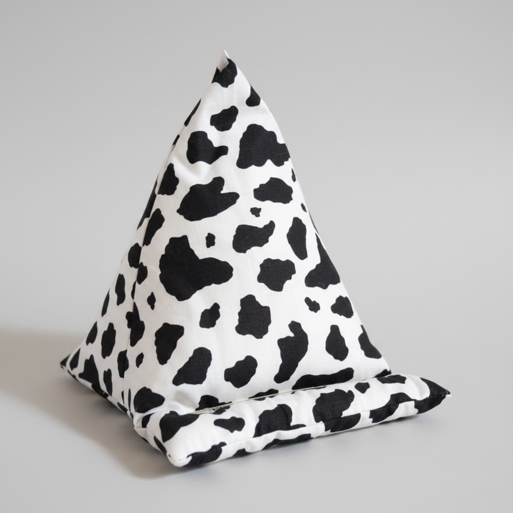 Phone Stand – Cow Print, standing upright
