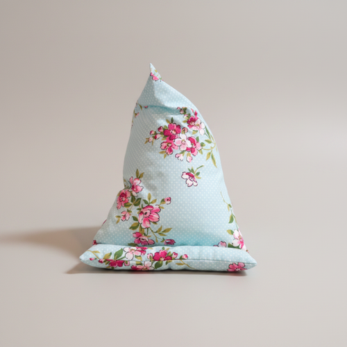 Phone Stand – Blue Rose Floral, standing upright