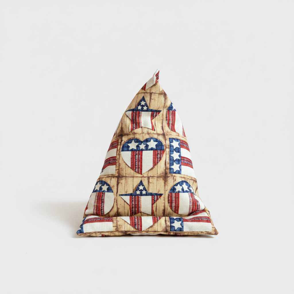 Phone Stand – Patriotic Stars & Shields, standing upright