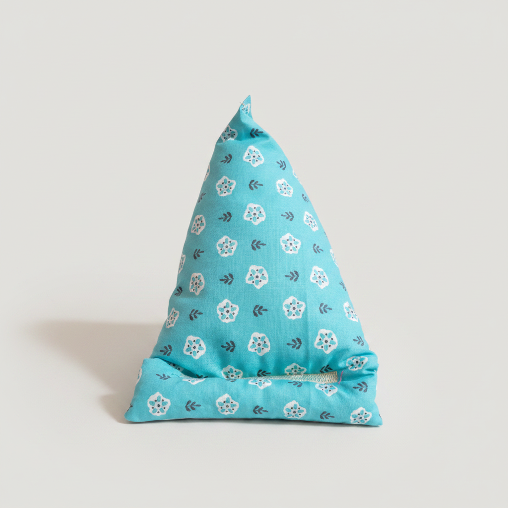Phone Stand – Aqua Floral, standing upright