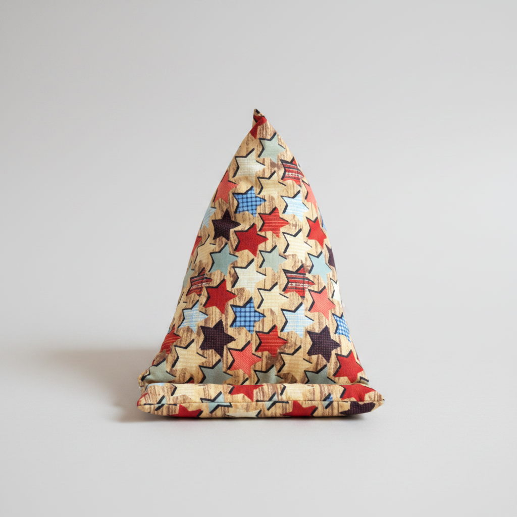 Phone Stand – Patchwork Stars, standing upright