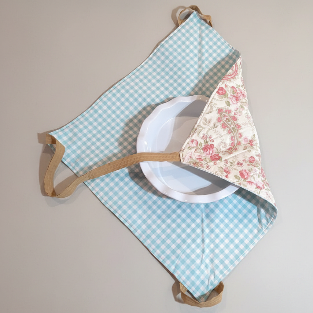 Pie Carrier – Blue Gingham & Pink Floral